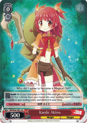 MR/W59-TE01 Kaede Akino - Magia Record: Puella Magi Madoka Magica Side Story Trial Deck English Weiss Schwarz Trading Card Game