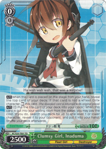 KC/S25-TE01 Clumsy Girl, Inaduma - Kancolle Trial Deck English Weiss Schwarz Trading Card Game
