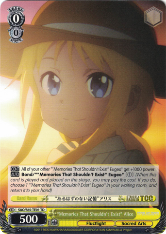 SAO/S65-TE01 "Memories That Shouldn't Exist" Alice - Sword Art Online -Alicization- Trial Deck English Weiss Schwarz Trading Card Game