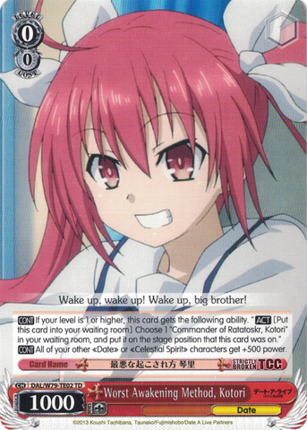 DAL/W79-TE02 Worst Awakening Method, Kotori - Date A Live Trial Deck English Weiss Schwarz Trading Card Game