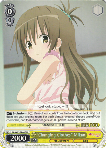 TL/W37-TE02 “Changing Clothes” Mikan - To Loveru Darkness 2nd Trial Deck English Weiss Schwarz Trading Card Game