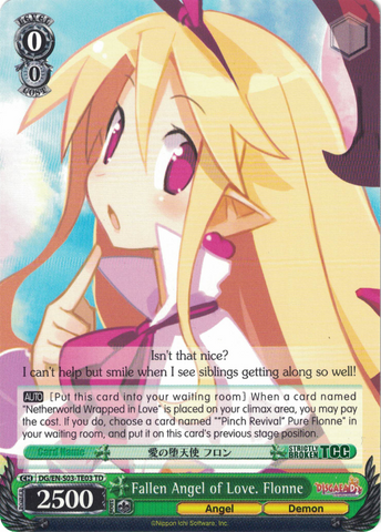 DG/EN-S03-TE03 Fallen Angel of Love. Flonne - Disgaea Trial Deck English Weiss Schwarz Trading Card Game