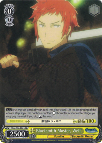 DDM/S88-TE03 Blacksmith Master, Welf - Is It Wrong to Try to Pick Up Girls in a Dungeon? English Weiss Schwarz Trading Card Game