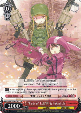 GGO/S59-TE03 "Partner" LLENN & Fukaziroh  - SAO Alternative – Gun Gale Online – Trial Deck English Weiss Schwarz Trading Card Game