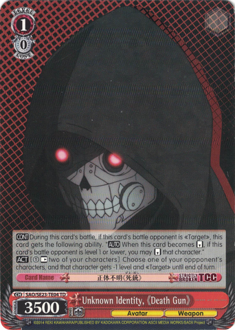 SAO/SE23-TE04 Unknown Identity, 《Death Gun》- Sword Art Online II Trial Deck English Weiss Schwarz Trading Card Game