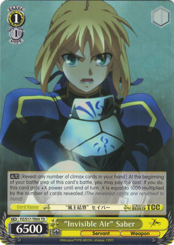 FZ/S17-TE05 "Invisible Air" Saber - Fate/Zero Trial Deck English Weiss Schwarz Trading Card Game