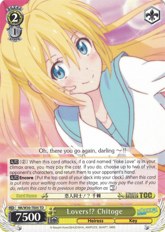NK/W30-TE05 Lovers!? Chitoge - NISEKOI -False Love- Trial Deck English Weiss Schwarz Trading Card Game