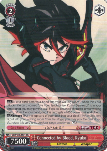KLK/S27-TE05 Connected by Blood, Ryuko -Kill la Kill Trial Deck English Weiss Schwarz Trading Card Game