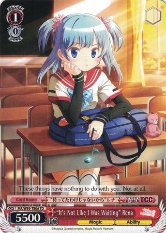 MR/W59-TE06 "It's Not Like I Was Waiting" Rena - Magia Record: Puella Magi Madoka Magica Side Story Trial Deck English Weiss Schwarz Trading Card Game