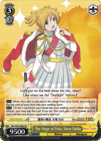 RSL/S56-TE06 The Stage of Fate, Nana Daiba - Revue Starlight Trial Deck English Weiss Schwarz Trading Card Game
