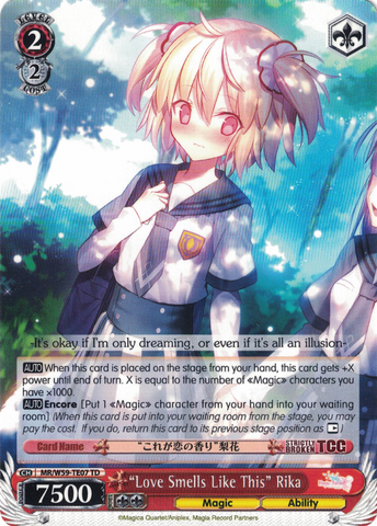 MR/W59-TE07 "Love Smells Like This" Rika - Magia Record: Puella Magi Madoka Magica Side Story Trial Deck English Weiss Schwarz Trading Card Game