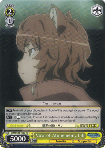 DDM/S88-TE07 Vow of Atonement, Lili - Is It Wrong to Try to Pick Up Girls in a Dungeon? English Weiss Schwarz Trading Card Game