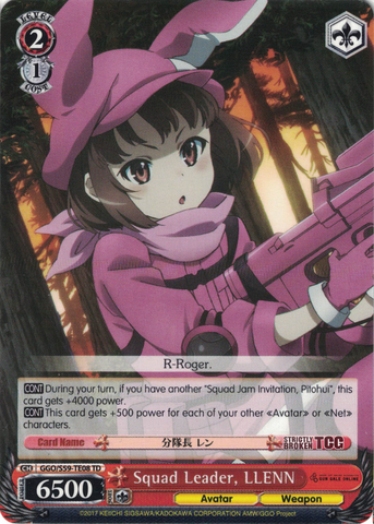 GGO/S59-TE08 Squad Leader, LLENN - SAO Alternative – Gun Gale Online – Trial Deck English Weiss Schwarz Trading Card Game