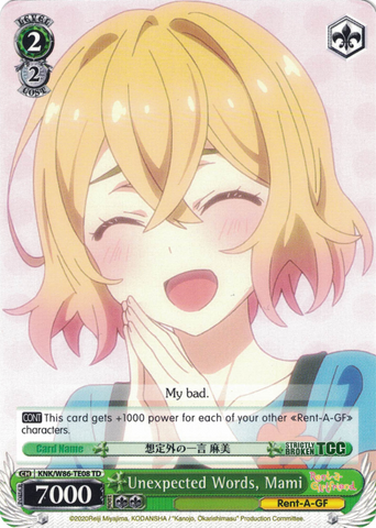 KNK/W86-TE08 Unexpected Words, Mami - Rent-A-Girlfriend Trial Deck Weiss Schwarz English Trading Card Game