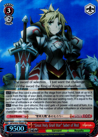 APO/S53-TE08S "Great Holy Grail War" Saber of Red (Foil) - Fate/Apocrypha English Weiss Schwarz Trading Card Game