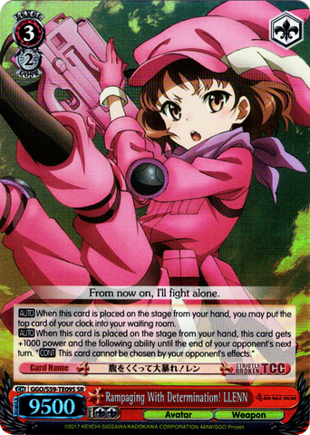 GGO/S59-TE09S Rampaging With Determination! LLENN (Foil) - SAO Alternative – Gun Gale Online – English Weiss Schwarz Trading Card Game