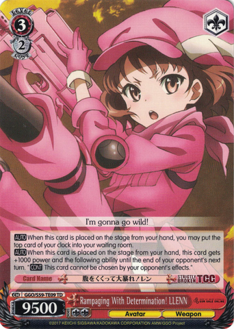 GGO/S59-TE09 Rampaging With Determination! LLENN - SAO Alternative – Gun Gale Online – Trial Deck English Weiss Schwarz Trading Card Game