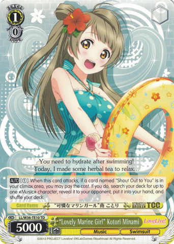 LL/W36-TE10 “Lovely Marine Girl” Kotori Minami - Love Live! School Idol Festival Trial Deck English Weiss Schwarz Trading Card Game