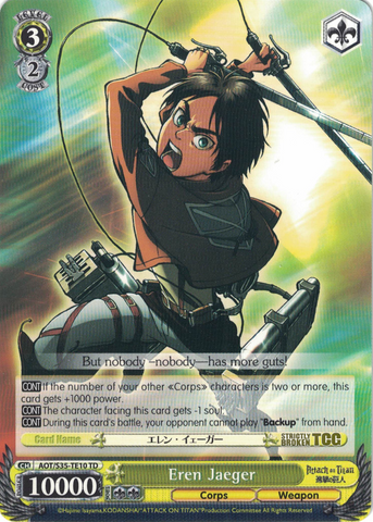 AOT/S35-TE10 Eren Jaeger - Attack On Titan Trial Deck English Weiss Schwarz Trading Card Game