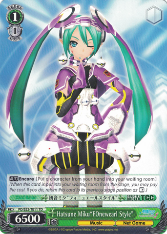 PD/S22-TE11 Hatsune Miku"FOnewearl Style" - Hatsune Miku -Project DIVA- ƒ Trial Deck English Weiss Schwarz Trading Card Game