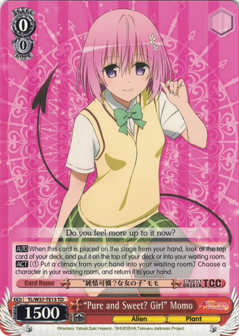 TL/W37-TE13 “Pure and Sweet? Girl” Momo - To Loveru Darkness 2nd Trial Deck English Weiss Schwarz Trading Card Game