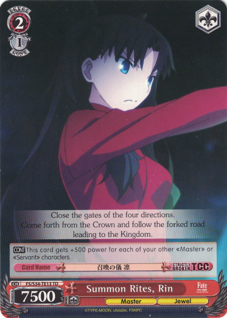 FS/S34-TE13 Summon Rites, Rin - Fate/Stay Night Unlimited Blade Works ...