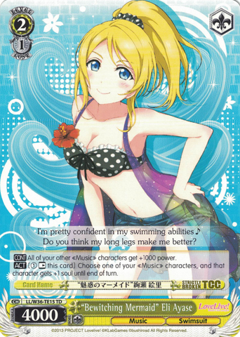 LL/W36-TE15 “Bewitching Mermaid” Eli Ayase - Love Live! School Idol Festival Trial Deck English Weiss Schwarz Trading Card Game