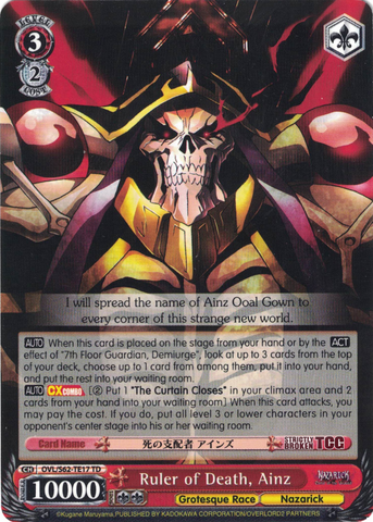 OVL/S62-TE17 Ruler of Death, Ainz - Nazarick: Tomb of the Undead Trial Deck English Weiss Schwarz Trading Card Game