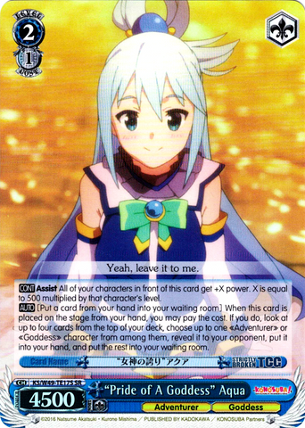 KS/W49-TE17S “Pride of A Goddess” Aqua (Foil) - KONOSUBA -God’s blessing on this wonderful world! Vol. 1 English Weiss Schwarz Trading Card Game