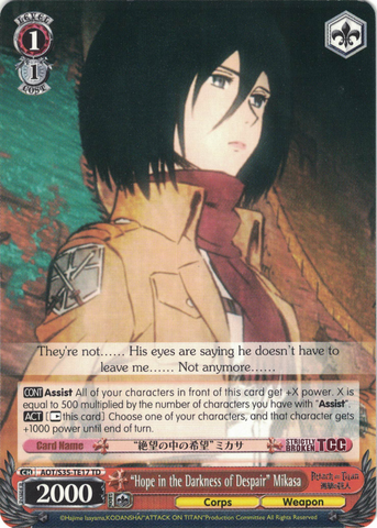AOT/S35-TE17 "Hope in the Darkness of Despair" Mikasa - Attack On Titan Trial Deck English Weiss Schwarz Trading Card Game
