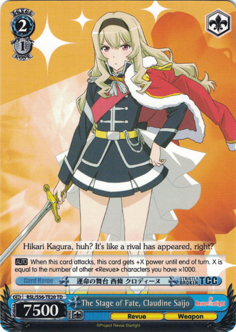 RSL/S56-TE20 The Stage of Fate, Claudine Saijo - Revue Starlight Trial Deck English Weiss Schwarz Trading Card Game