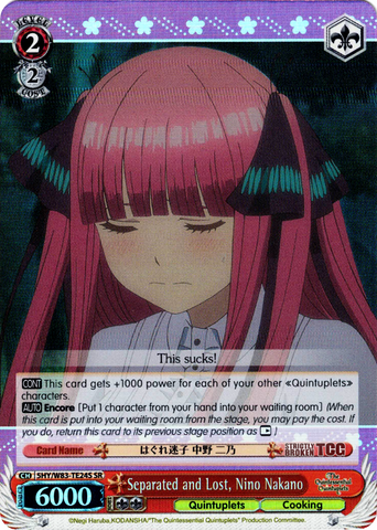 5HY/W83-TE24S Separated and Lost, Nino Nakano (Foil) - The Quintessential Quintuplets English Weiss Schwarz Trading Card Game
