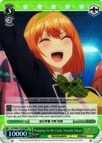 5HY/W83-TE70R Prepping for the Camp, Yotsuba Nakano (Foil) - The Quintessential Quintuplets English Weiss Schwarz Trading Card Game