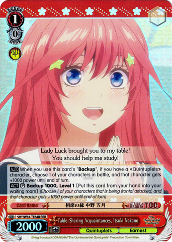 5HY/W83-TE84R Table-Sharing Acquaintances, Itsuki Nakano (Foil) - The Quintessential Quintuplets English Weiss Schwarz Trading Card Game