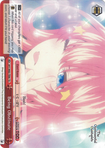 5HY/W83-TE90 Being Obstinate - The Quintessential Quintuplets English Weiss Schwarz Trading Card Game
